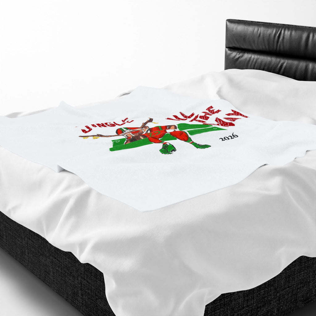 Velveteen Plush Blanket — "Jingle All The Way" Football Christmas Throw (2026), exclusively by GIGI
