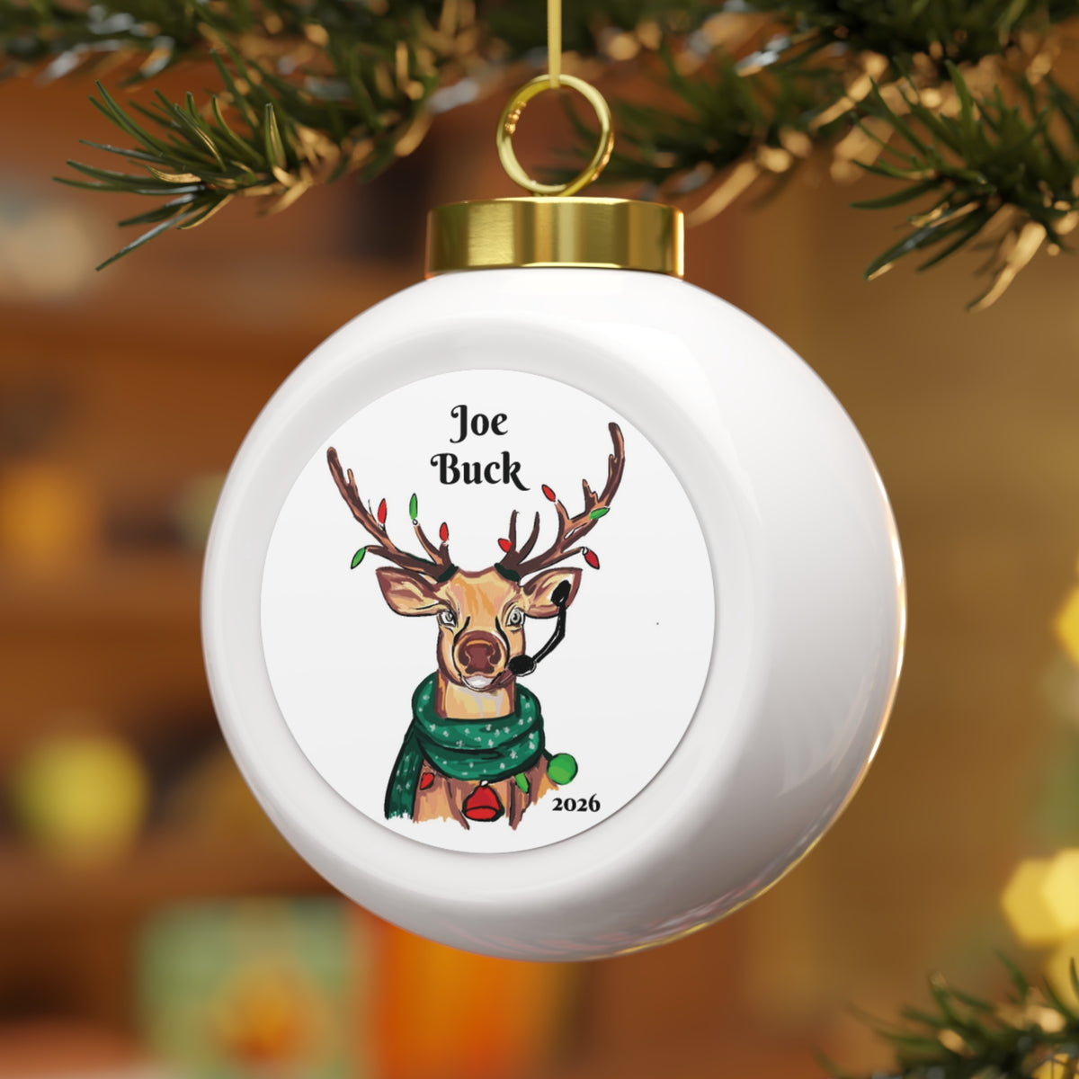 "Joe Buck" Reindeer Christmas Ball Ornament 2026 - Exclusively Designed by GIGI