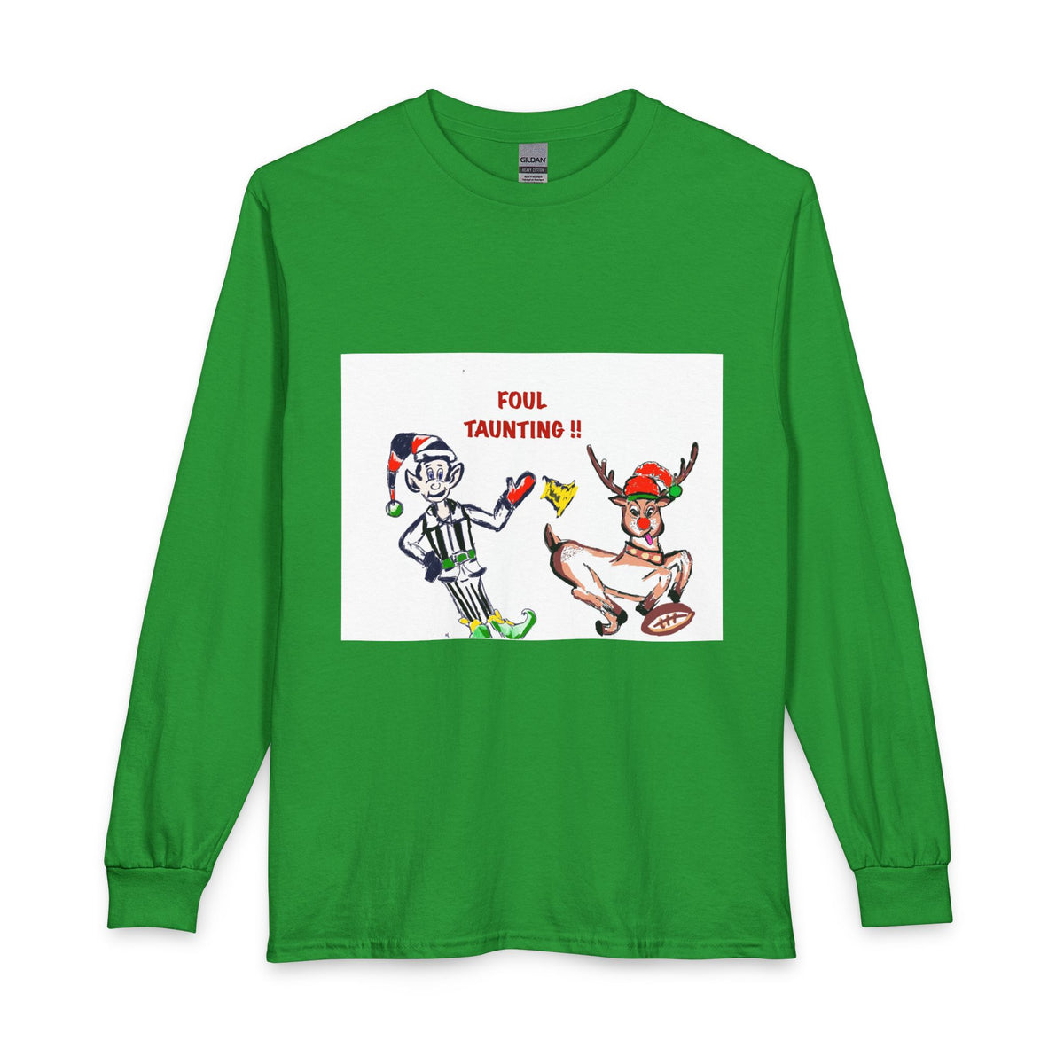 Foul Taunting! Funny Holiday Elf vs Referee Long Sleeve Tee, exclusively designed by GIGI