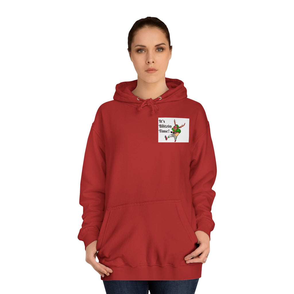 Hoodie - "It's Blitzen Time!" Reindeer Football Holiday Hoodie, designed by GIGI