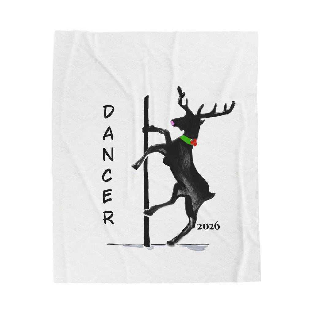 "Dancer" Reindeer 2026 Velveteen Plush Blanket Designed by GIGI