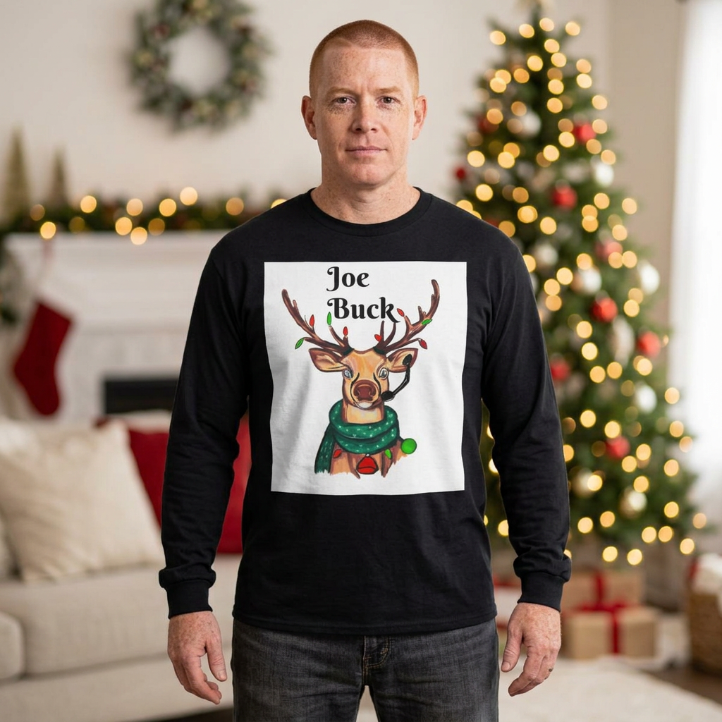 Joe Buck Reindeer Long Sleeve Tee — Funny Christmas Holiday Shirt, designed by GIGI