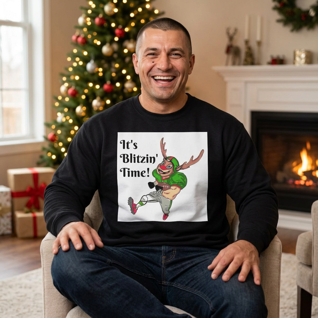 Holiday Football Sweatshirt - "It's Blitzin' Time!" Reindeer Player Crewneck, designed by GIGI