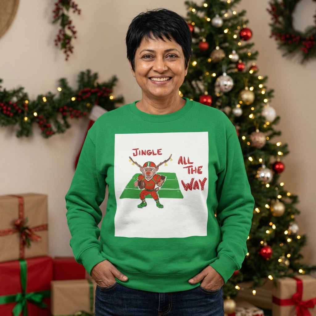 Christmas Reindeer Sweatshirt - "Jingle All The Way" Holiday Sweater, designed by GIGI
