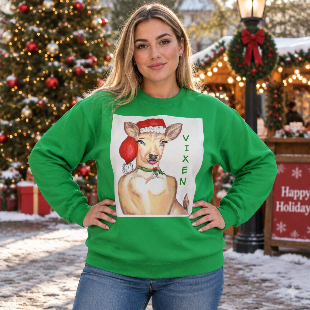 "Vixen" Deer Christmas Sweatshirt - Exclusively Designed by GIGI