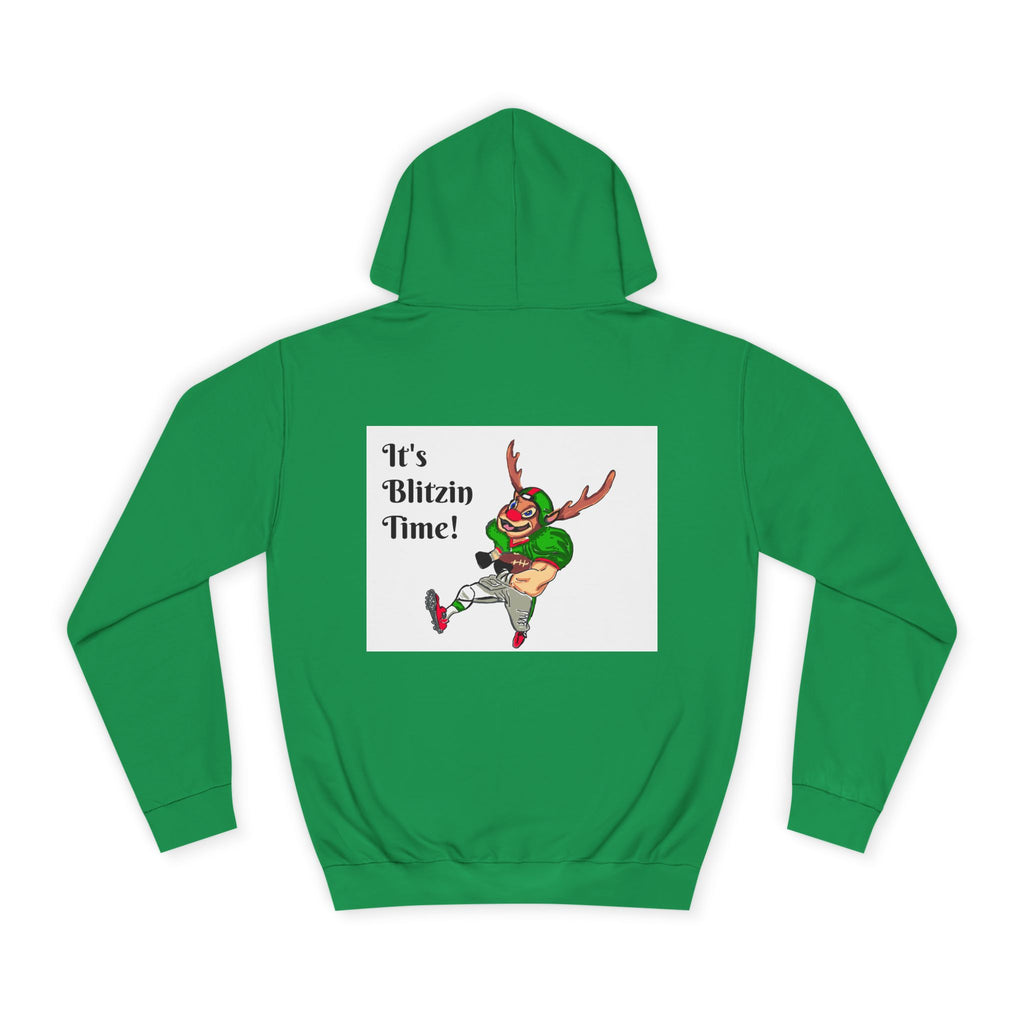 Hoodie - "It's Blitzen Time!" Reindeer Football Holiday Hoodie, designed by GIGI
