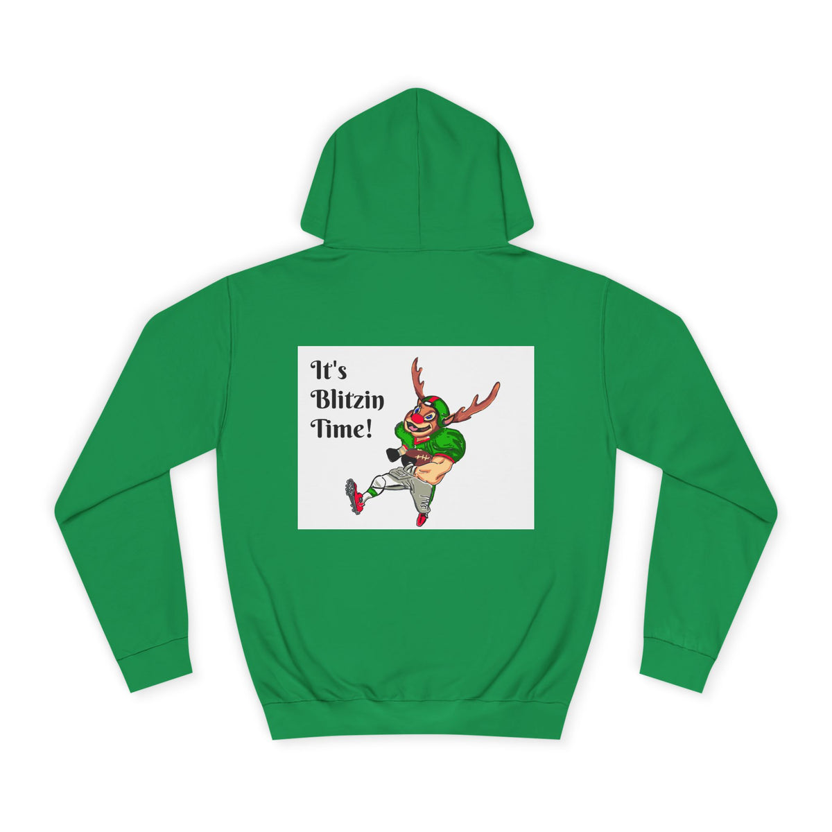 Hoodie - "It's Blitzen Time!" Reindeer Football Holiday Hoodie, designed by GIGI