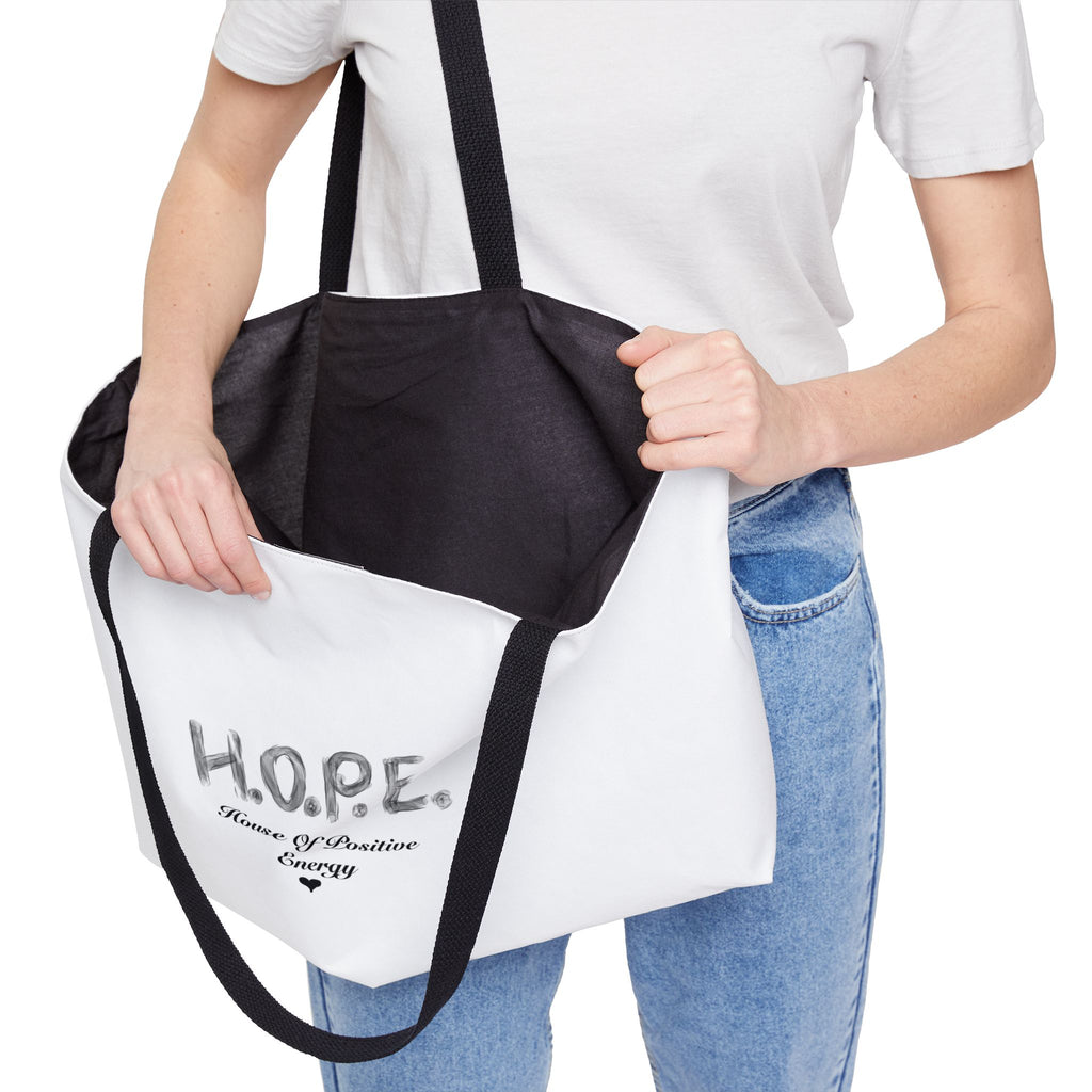HOPE Weekender Tote Bag – Inspirational 'Home of Positive Energy' Canvas Weekend Bag