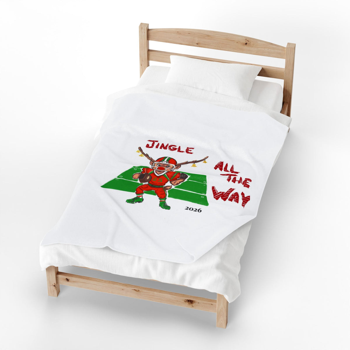 Velveteen Plush Blanket — "Jingle All The Way" Football Christmas Throw (2026), exclusively by GIGI