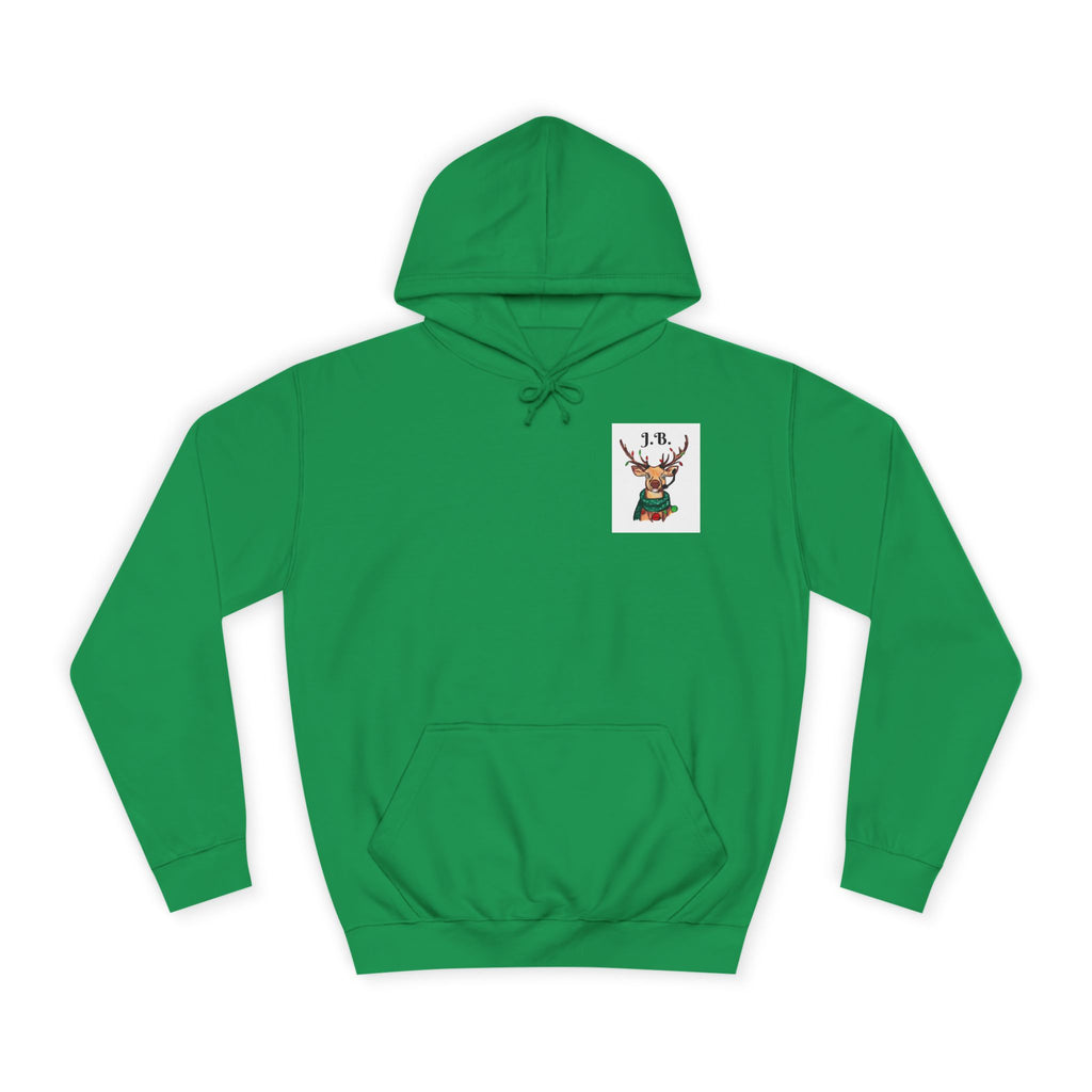 Reindeer Graphic Hoodie — "Joe Buck" Christmas Deer Holiday Sweatshirt, designed by GIGI