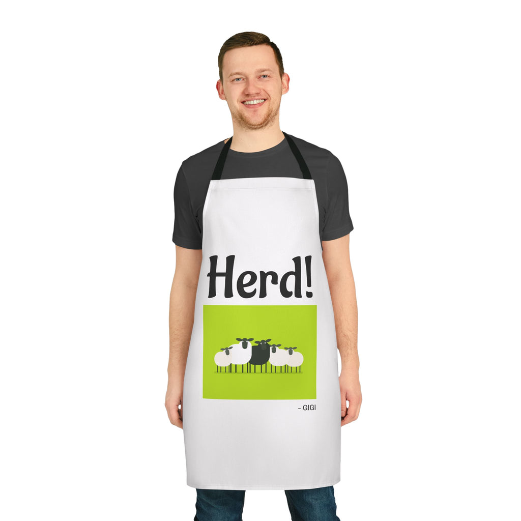 Herd! Sheep Graphic Apron - Funny Farm Cooking Apron, Great for BBQs & Gifts