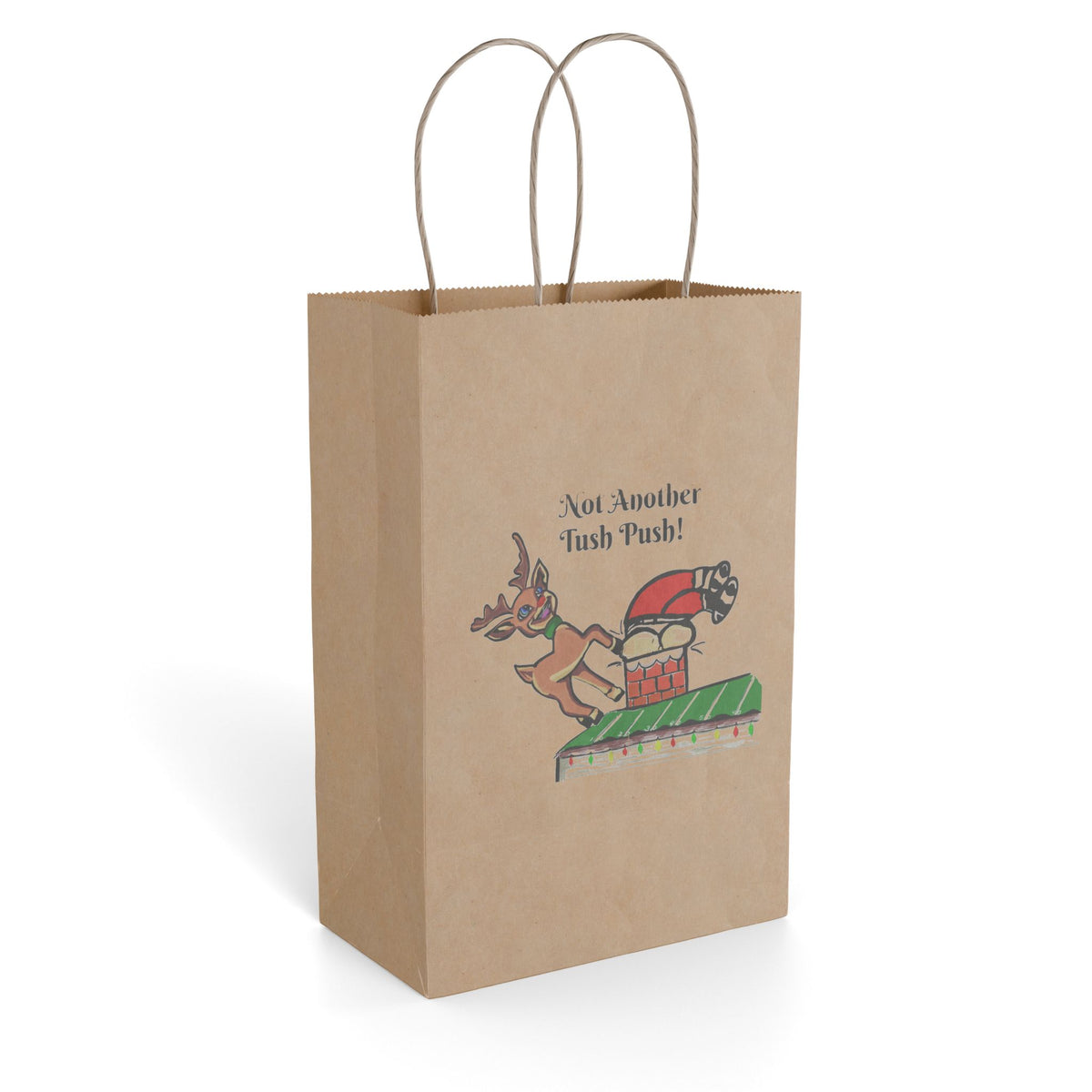 Paper Gift Bag — Funny Christmas Reindeer 'Not Another Tush Push!' Holiday Gift bag Exclusively designed by GIGI