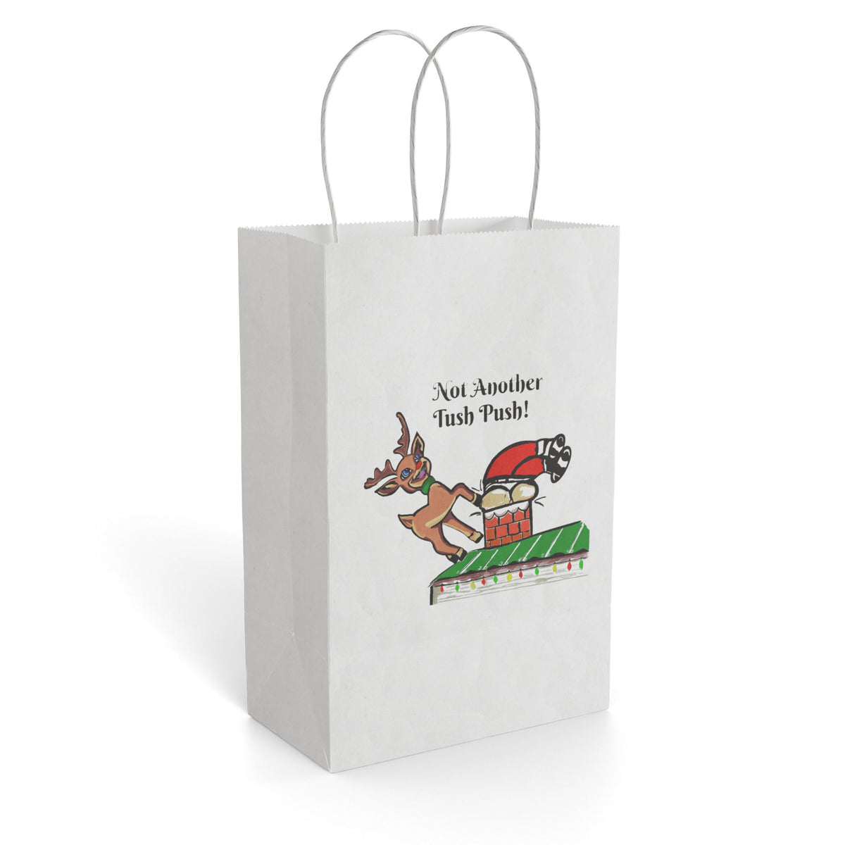 Paper Gift Bag — Funny Christmas Reindeer 'Not Another Tush Push!' Holiday Gift bag Exclusively designed by GIGI