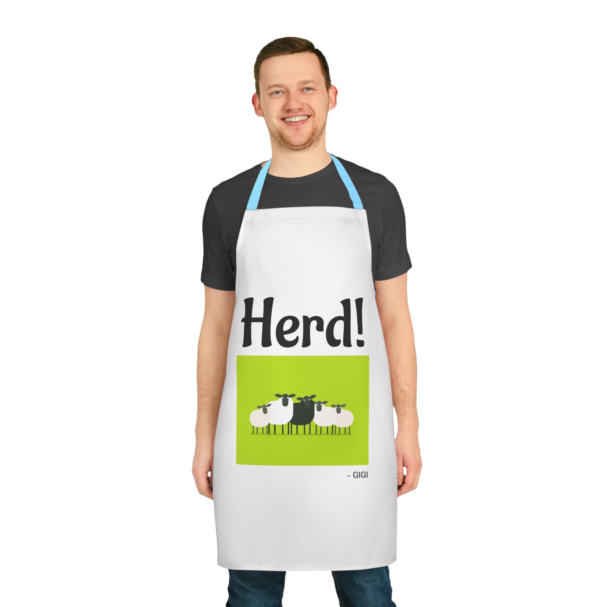 Herd! Sheep Graphic Apron - Funny Farm Cooking Apron, Great for BBQs & Gifts