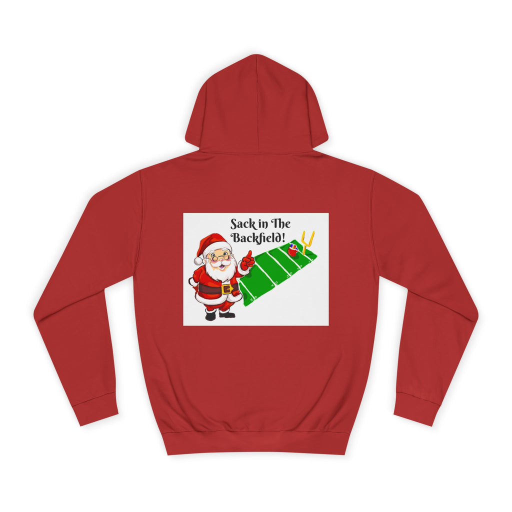 Christmas Football Hoodie — “Sack in the Backfield” Santa Holiday Pullover, designed by GIGI