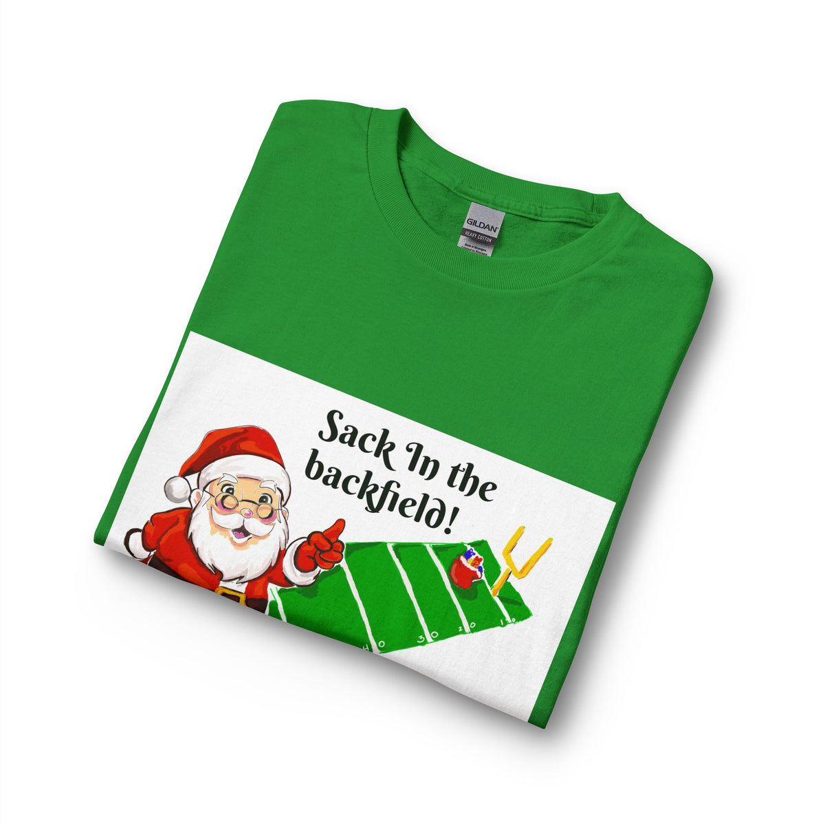 Christmas Football Long Sleeve Shirt - "Sack 'In the backfield!" Santa Graphic, designed by GIGI