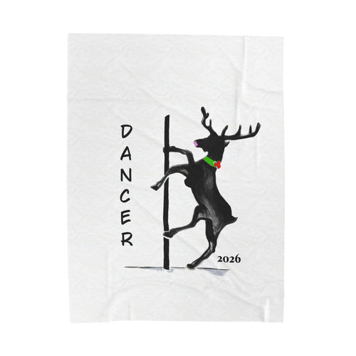 "Dancer" Reindeer 2026 Velveteen Plush Blanket Designed by GIGI
