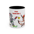 Foul Taunting!! Christmas Elf vs Reindeer Coffee Mug, designed by GIGI, (11/15 oz)