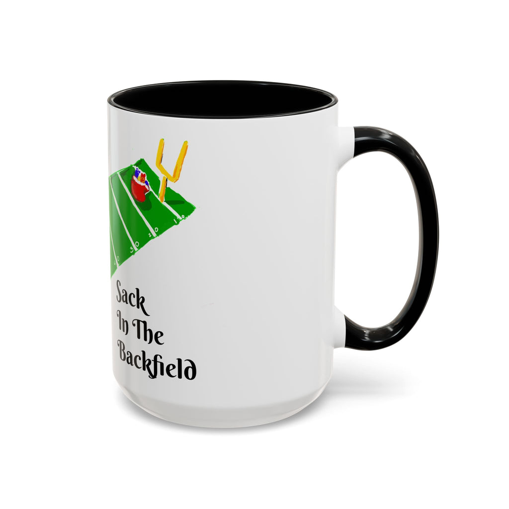 Christmas Football Coffee Mug — “Sack In The Backfield” Santa Accent Mug, designed by GIGI