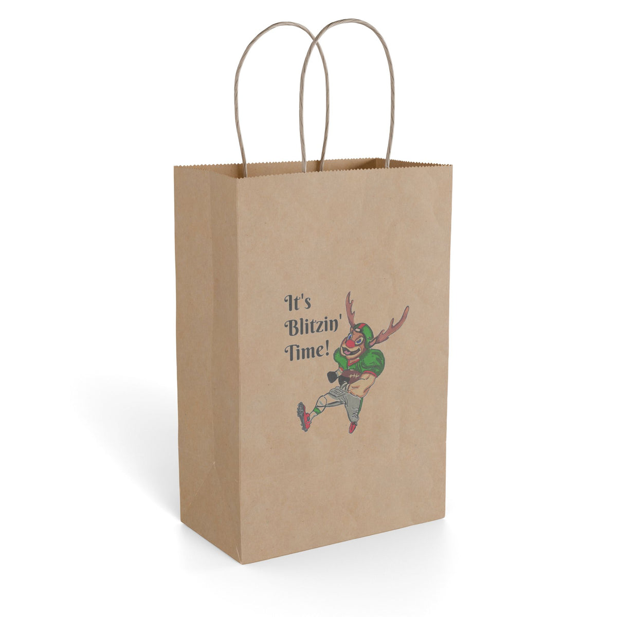Paper Gift Bag — "It's Blitzin' Time!" Football Reindeer Holiday Gift Bag designed exclusively by GIGI