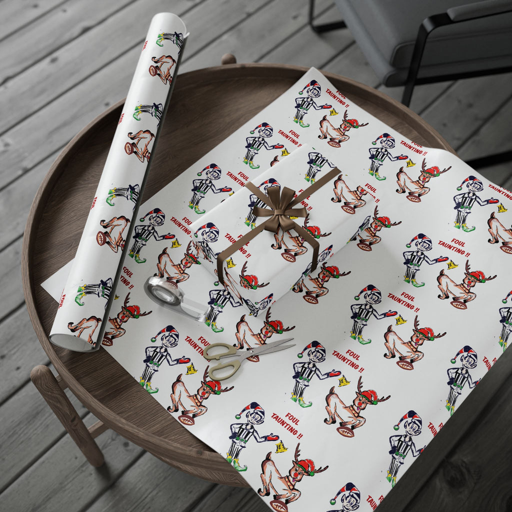 Wrapping Paper Roll — Funny Football Reindeer Games Pattern (Includes “Foul Taunting!!?” Text) by GIGI