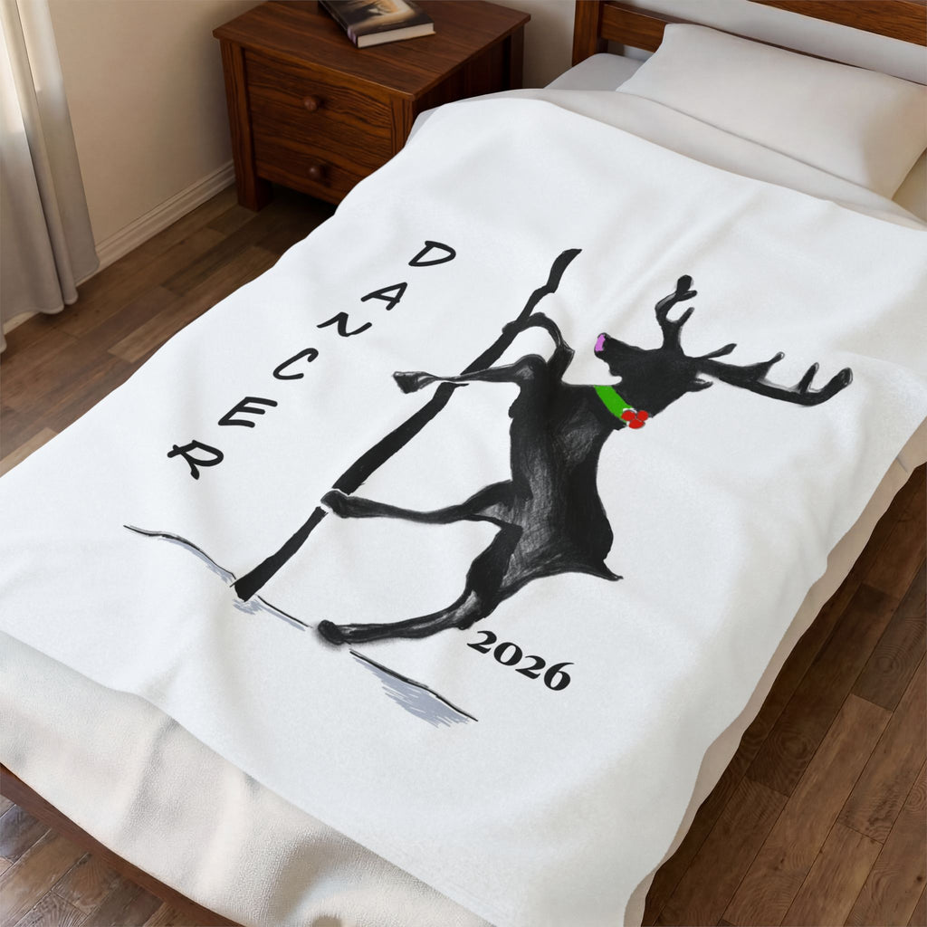 "Dancer" Reindeer 2026 Velveteen Plush Blanket Designed by GIGI