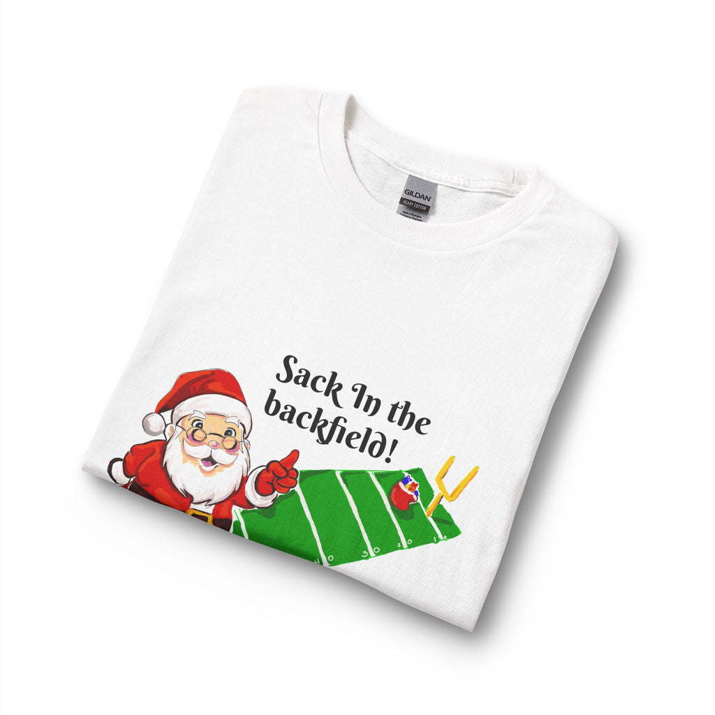 Christmas Football Long Sleeve Shirt - "Sack 'In the backfield!" Santa Graphic, designed by GIGI
