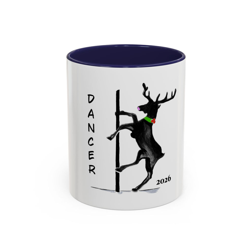 Reindeer Pole "Dancer" Coffee Mug, Designed by GIGI — Holiday Funny Dancer Accent Mug (11/15oz)