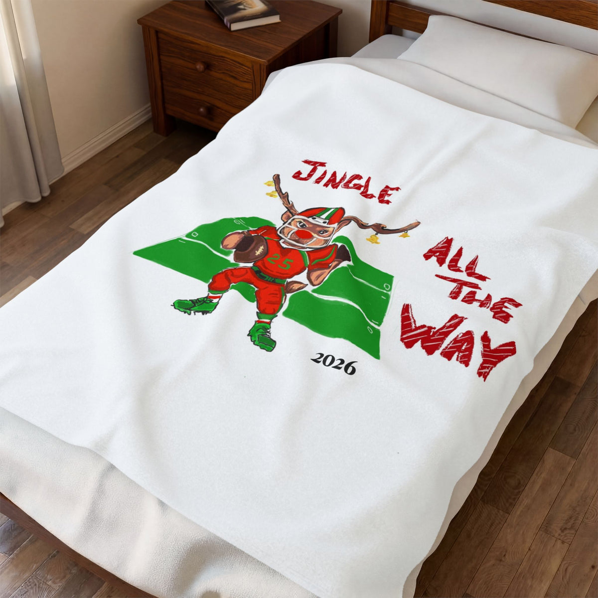 Velveteen Plush Blanket — "Jingle All The Way" Football Christmas Throw (2026), exclusively by GIGI