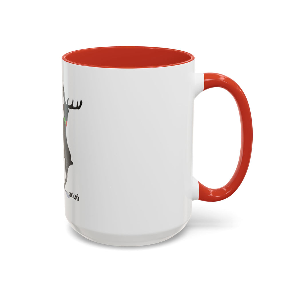 Reindeer Pole "Dancer" Coffee Mug, Designed by GIGI — Holiday Funny Dancer Accent Mug (11/15oz)