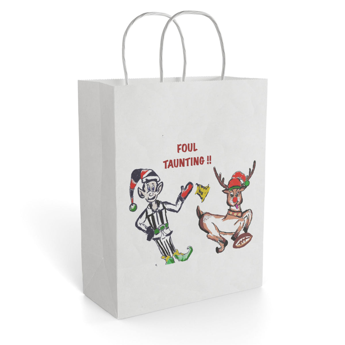 Custom Holiday Paper Gift Bag, "Foul, Taunting", designed by GIGI