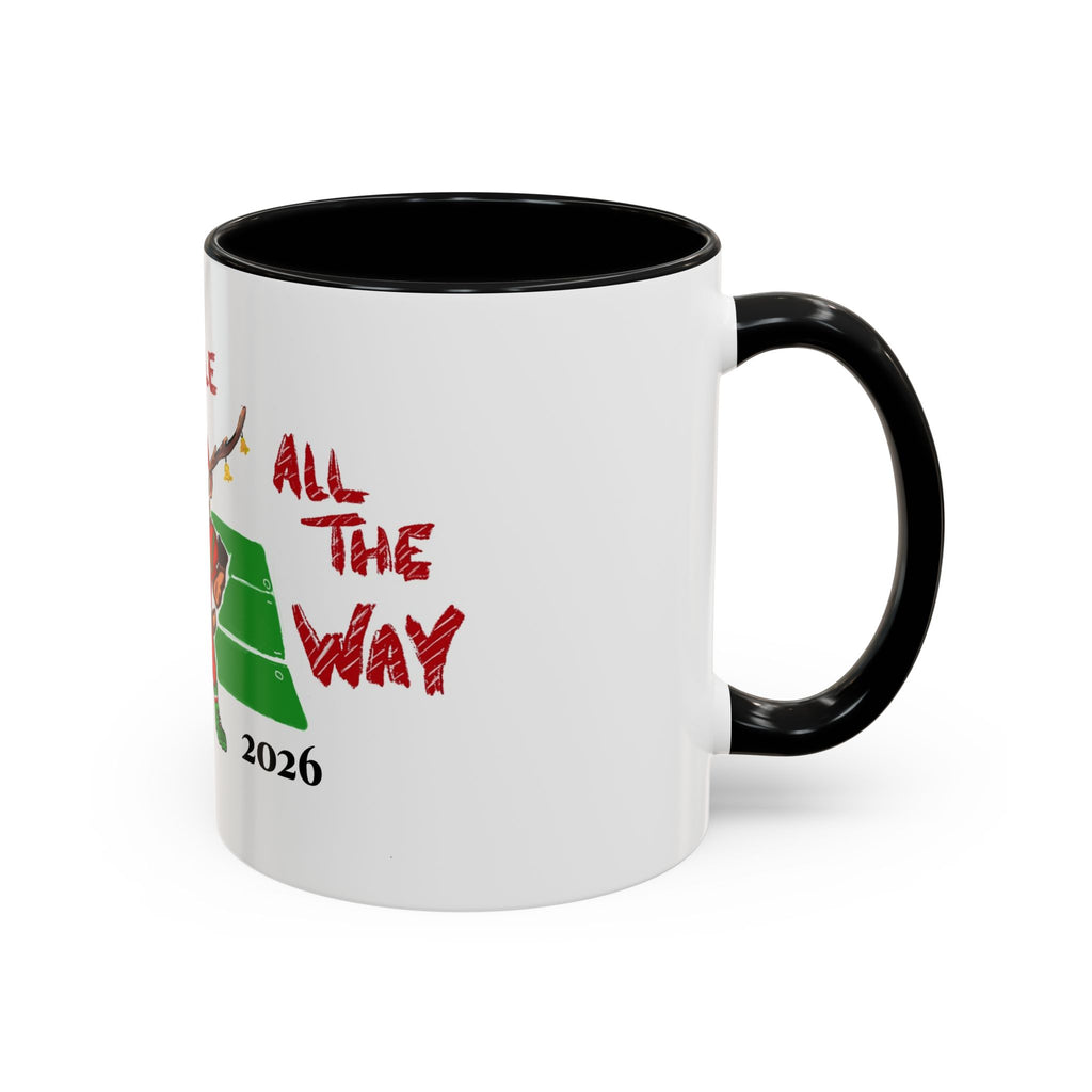 Christmas Football Mug - "Jingle All The Way" Holiday Coffee Cup, designed by GIGI
