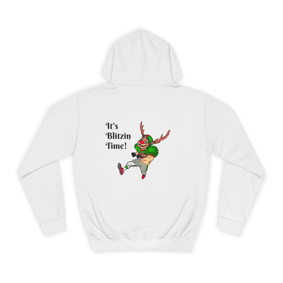 Hoodie - "It's Blitzen Time!" Reindeer Football Holiday Hoodie, designed by GIGI