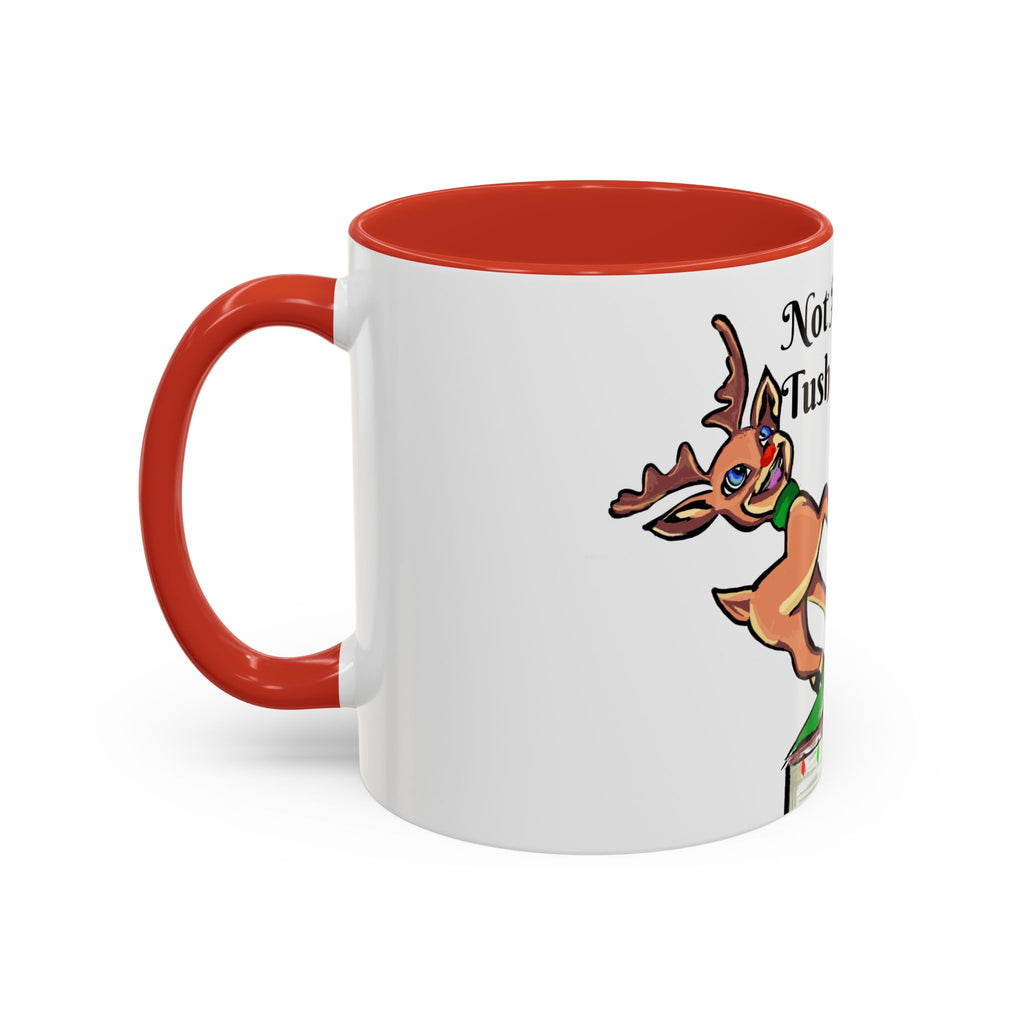 Holiday Coffee Mug — "Not Another Tush Push" Reindeer Chimney Christmas Mug (11/15 oz), designed by GIGI