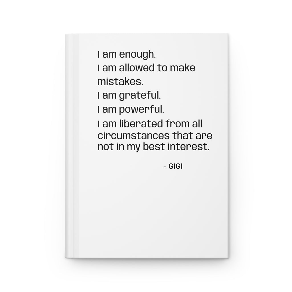 Affirmation Hardcover Journal — "I am enough. I am allowed to make mistakes." Motivational Guided Notebook