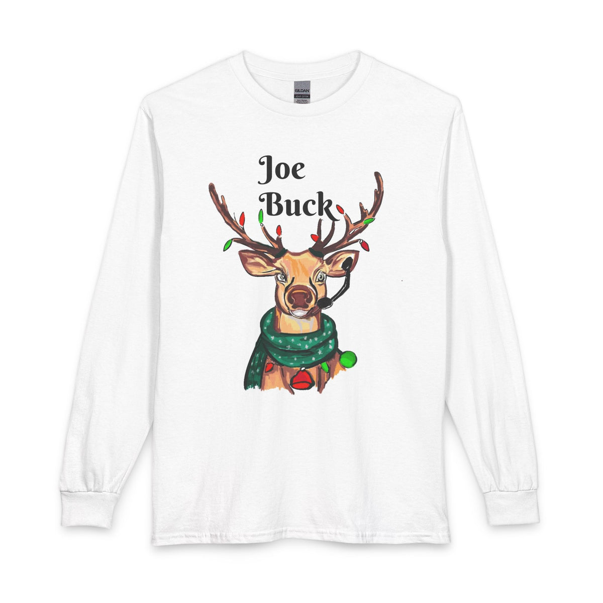 Joe Buck Reindeer Long Sleeve Tee — Funny Christmas Holiday Shirt, designed by GIGI