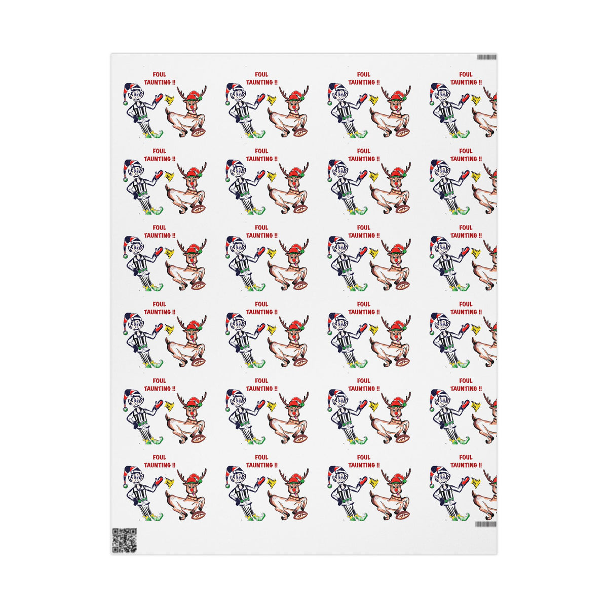 Wrapping Paper Roll — Funny Football Reindeer Games Pattern (Includes “Foul Taunting!!?” Text) by GIGI