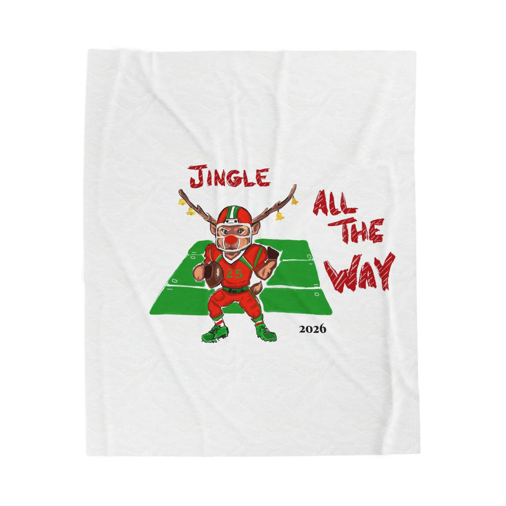 Velveteen Plush Blanket — "Jingle All The Way" Football Christmas Throw (2026), exclusively by GIGI