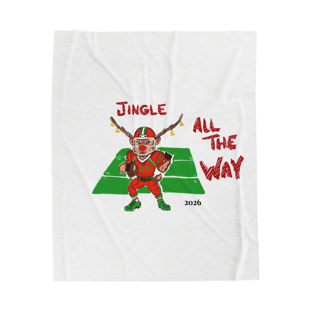 Velveteen Plush Blanket — "Jingle All The Way" Football Christmas Throw (2026), exclusively by GIGI