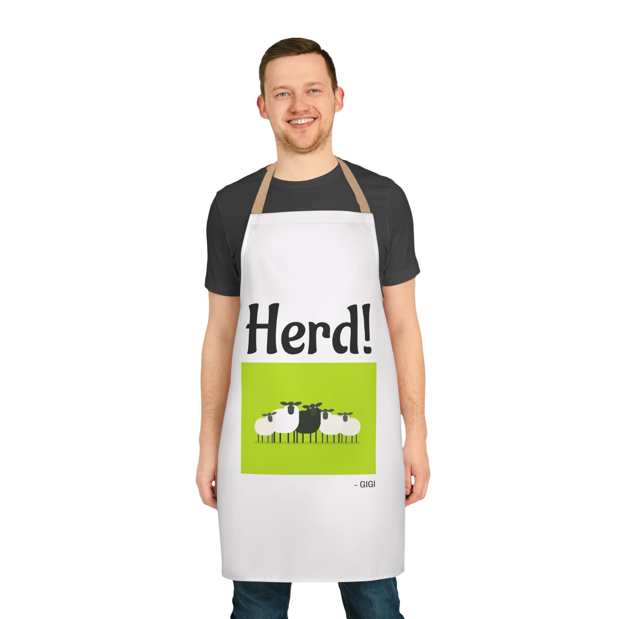 Herd! Sheep Graphic Apron - Funny Farm Cooking Apron, Great for BBQs & Gifts