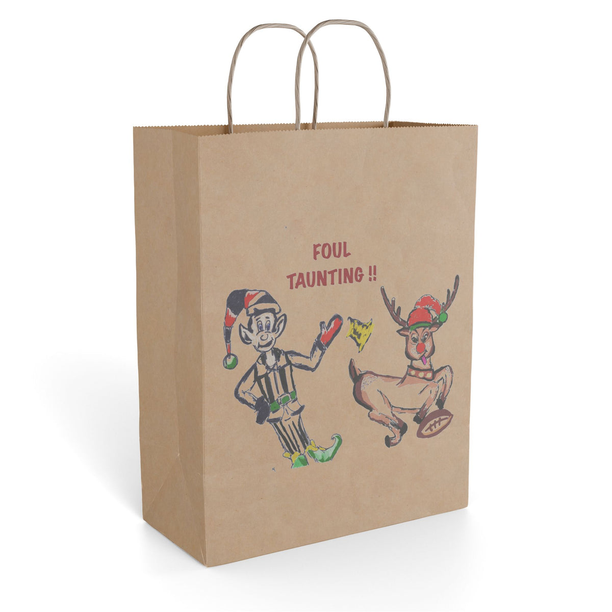 Custom Holiday Paper Gift Bag, "Foul, Taunting", designed by GIGI