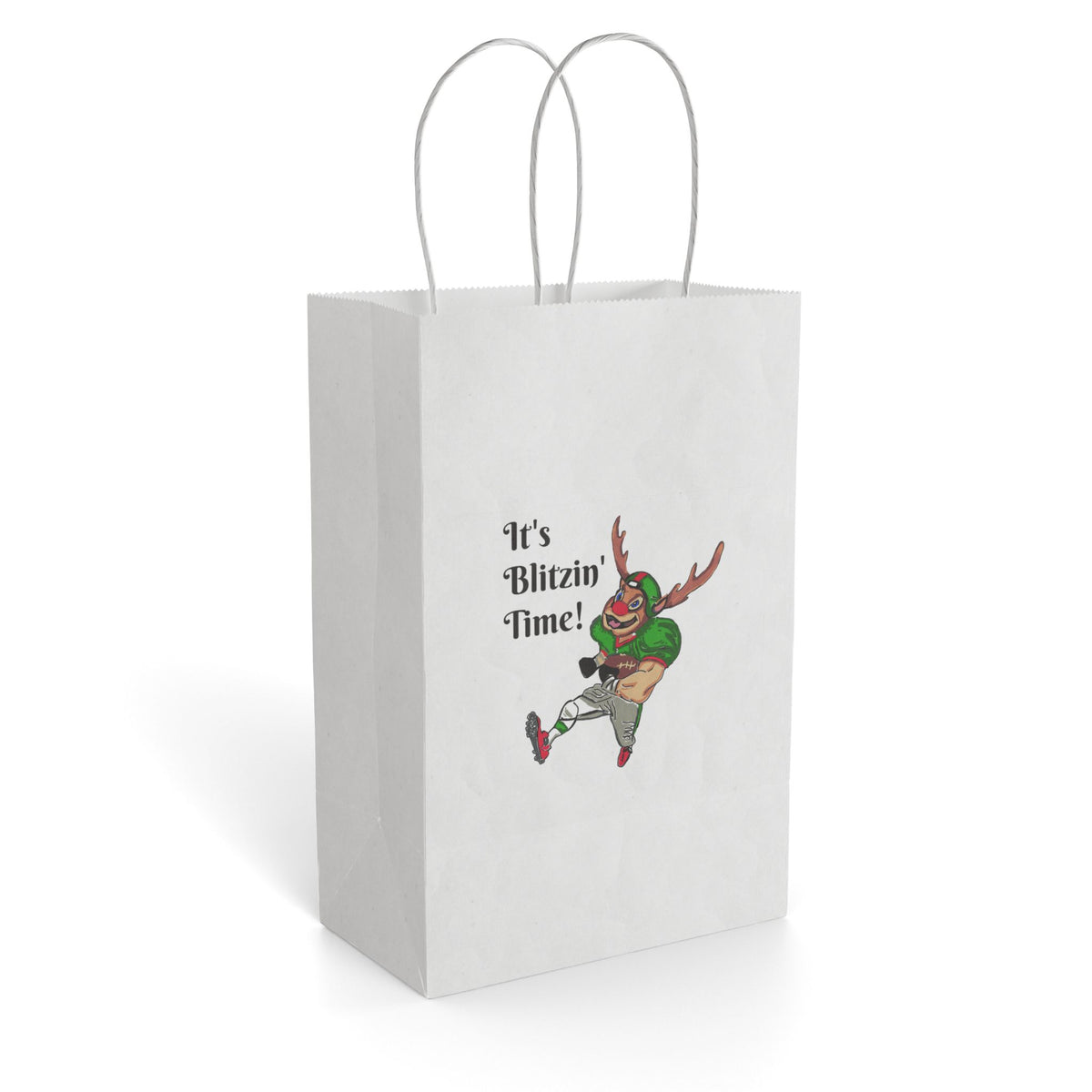 Paper Gift Bag — "It's Blitzin' Time!" Football Reindeer Holiday Gift Bag designed exclusively by GIGI
