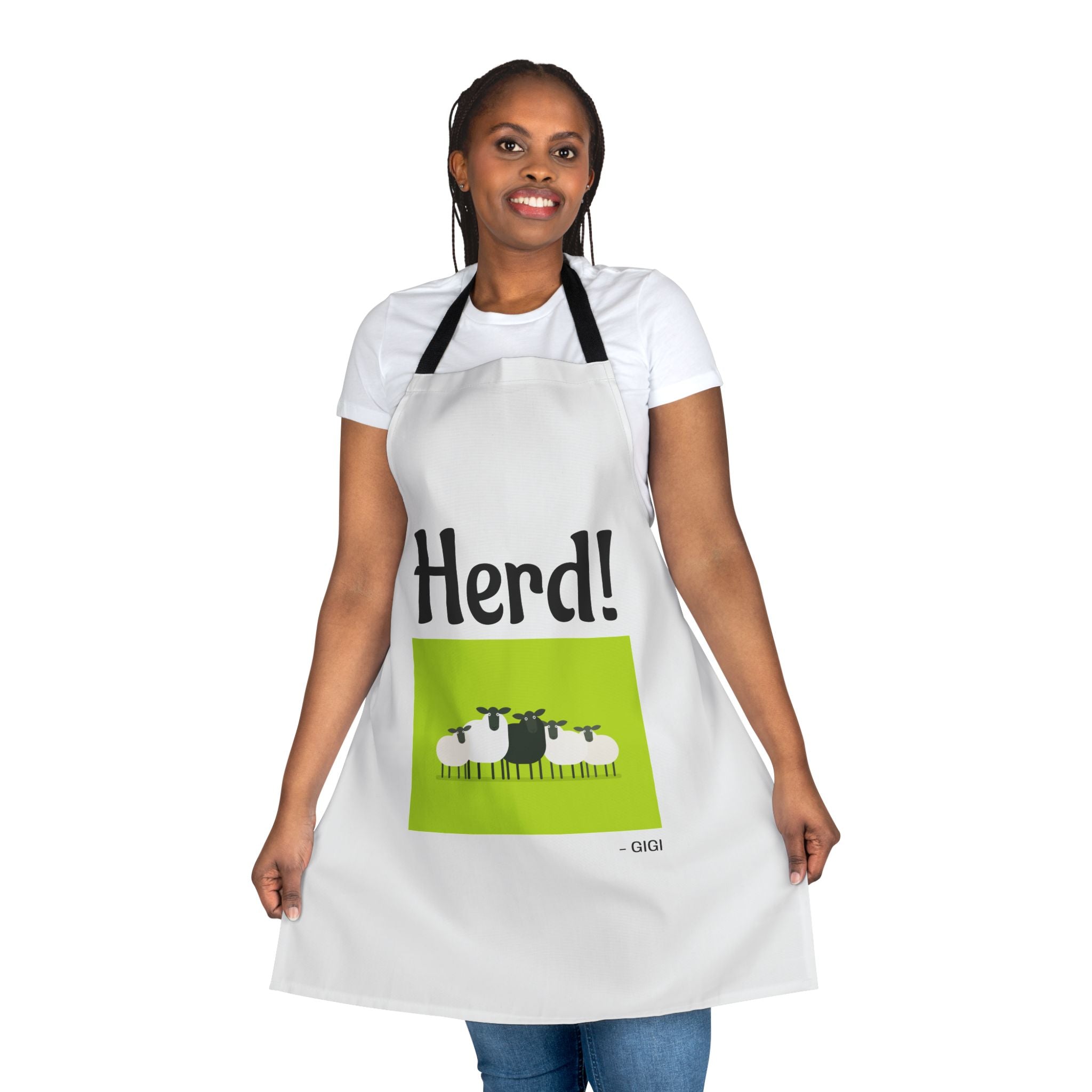 Herd! Sheep Graphic Apron - Funny Farm Cooking Apron, Great for BBQs & Gifts