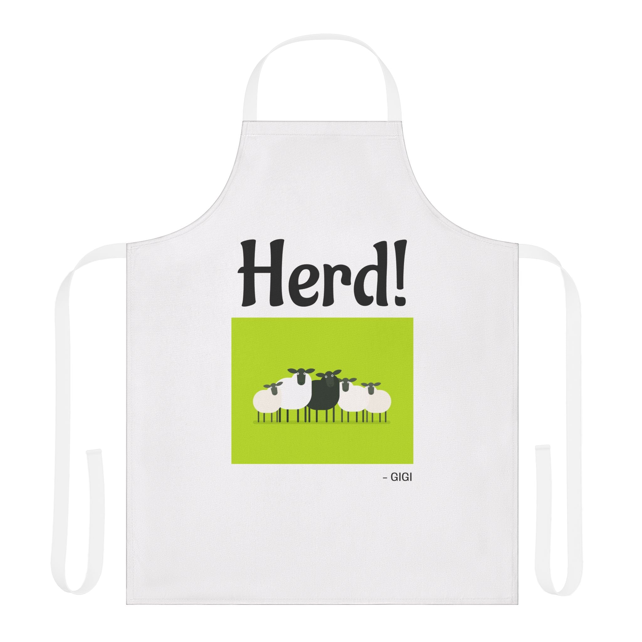 Herd! Sheep Graphic Apron - Funny Farm Cooking Apron, Great for BBQs & Gifts