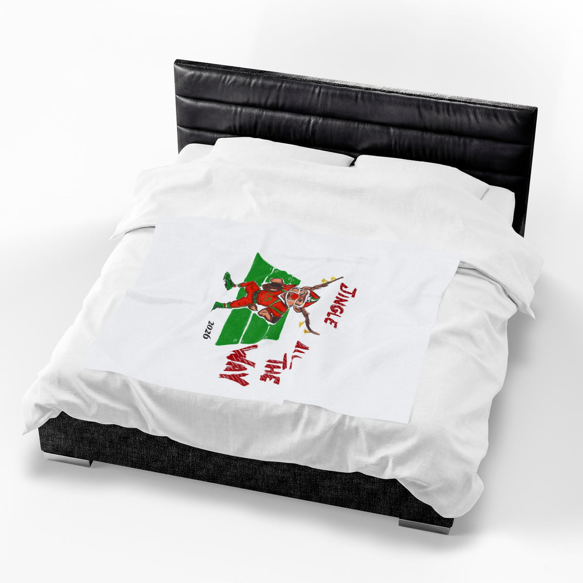 Velveteen Plush Blanket — "Jingle All The Way" Football Christmas Throw (2026), exclusively by GIGI