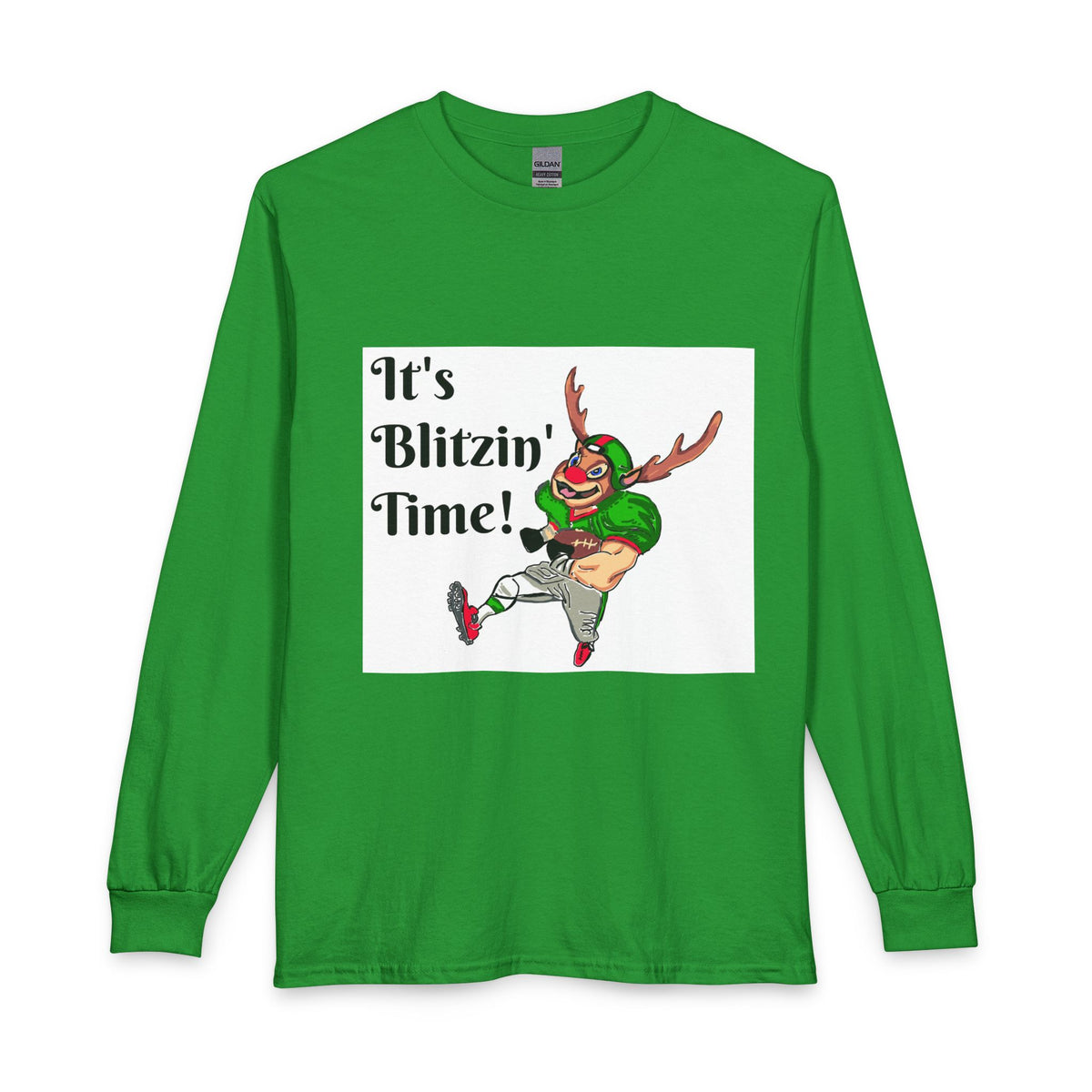 It's Blitzin' Time! Football Reindeer Long Sleeve Tee, designed by GIGI
