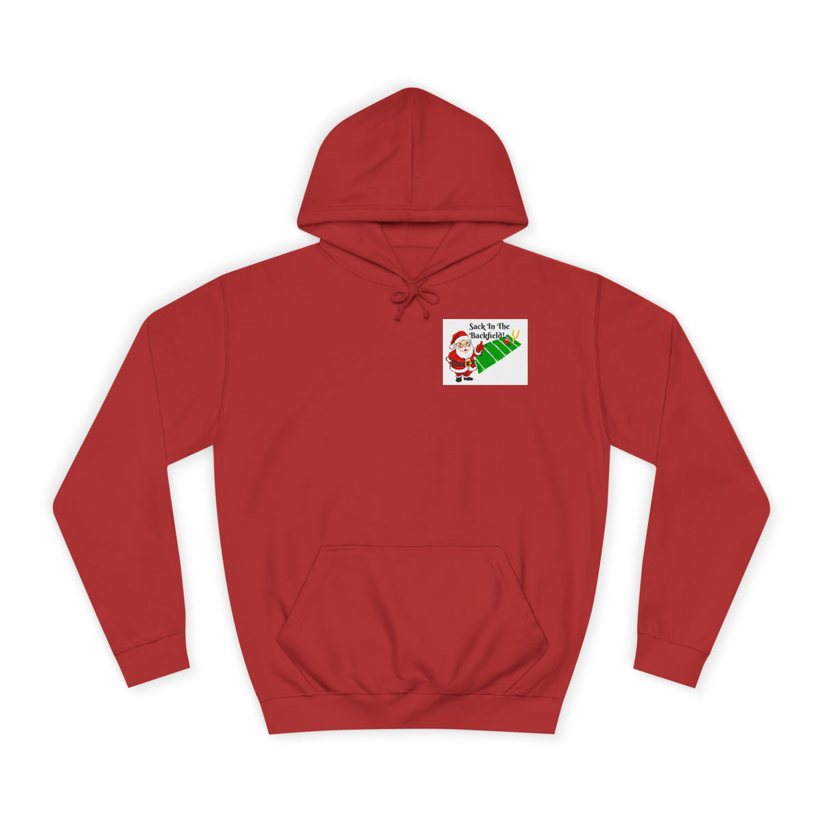 Christmas Football Hoodie — “Sack in the Backfield” Santa Holiday Pullover, designed by GIGI