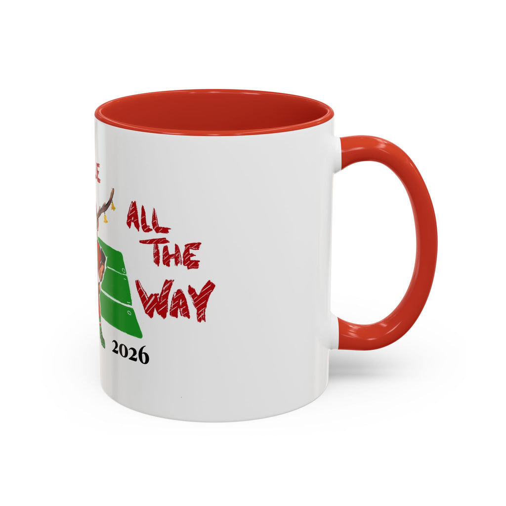 Christmas Football Mug - "Jingle All The Way" Holiday Coffee Cup, designed by GIGI