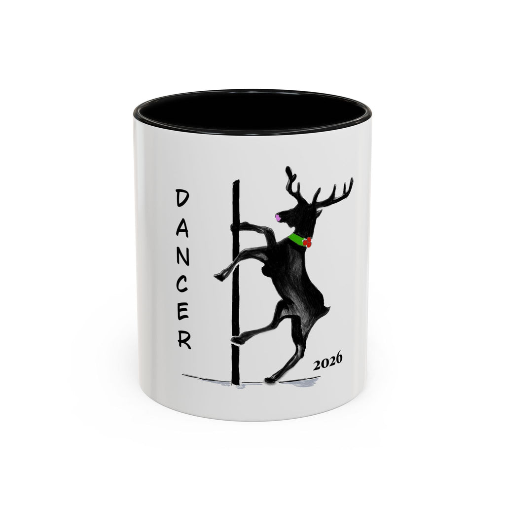 Reindeer Pole "Dancer" Coffee Mug, Designed by GIGI — Holiday Funny Dancer Accent Mug (11/15oz)