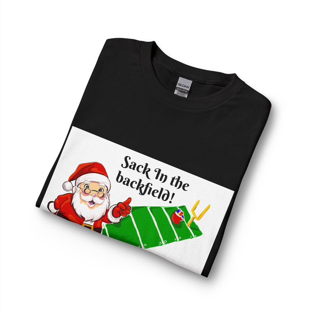 Christmas Football Long Sleeve Shirt - "Sack 'In the backfield!" Santa Graphic, designed by GIGI